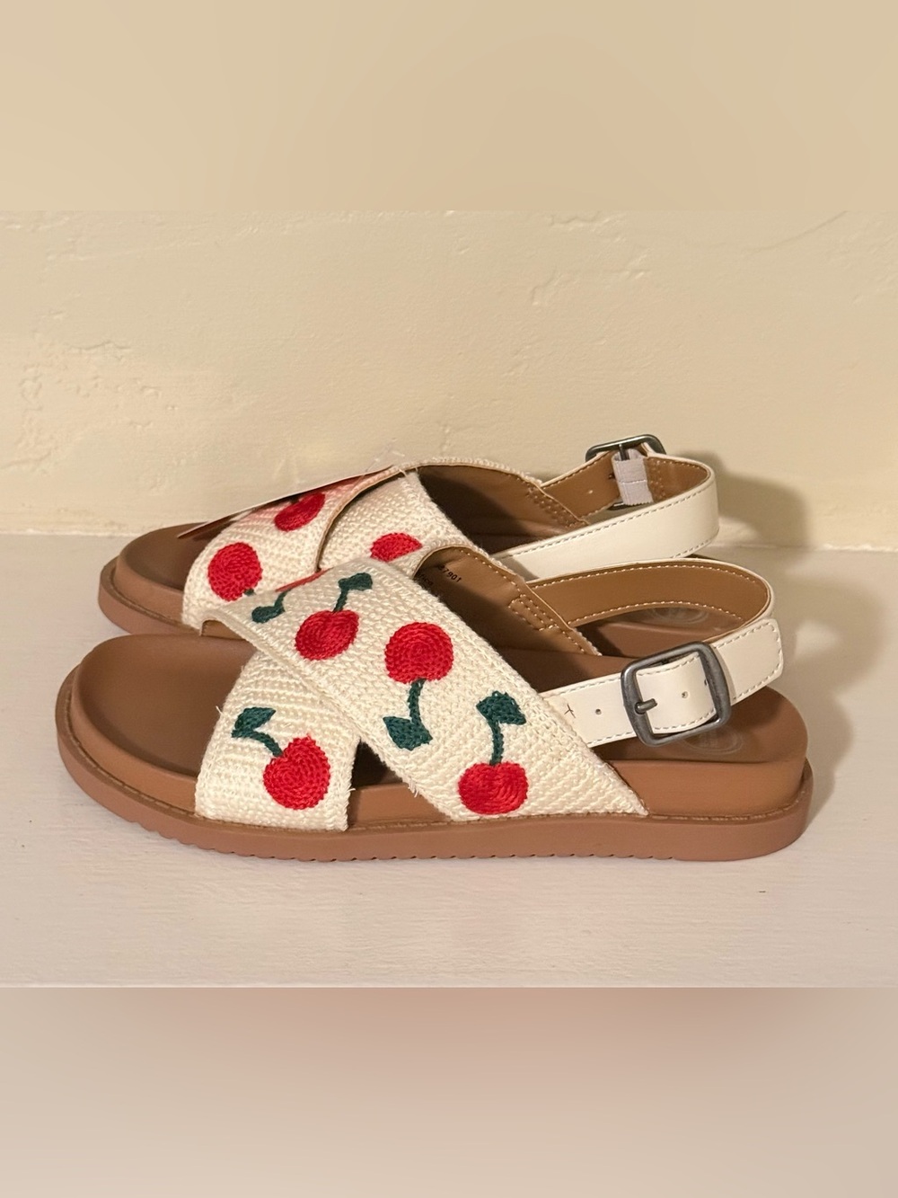 Wonder Nation Girl's Cherry Comfort Footbed Sandals Size 1